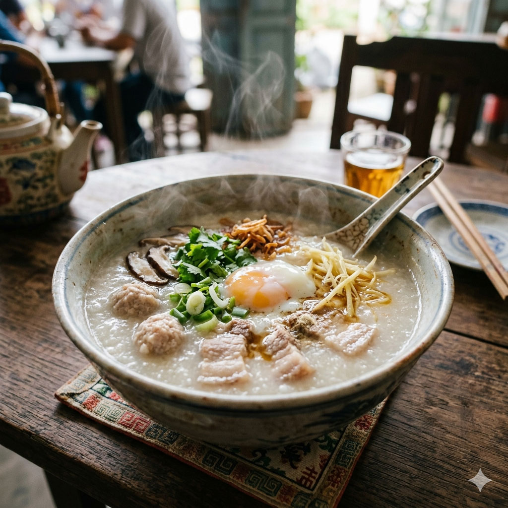 โจ๊กหมู ไข่ สามชั้น