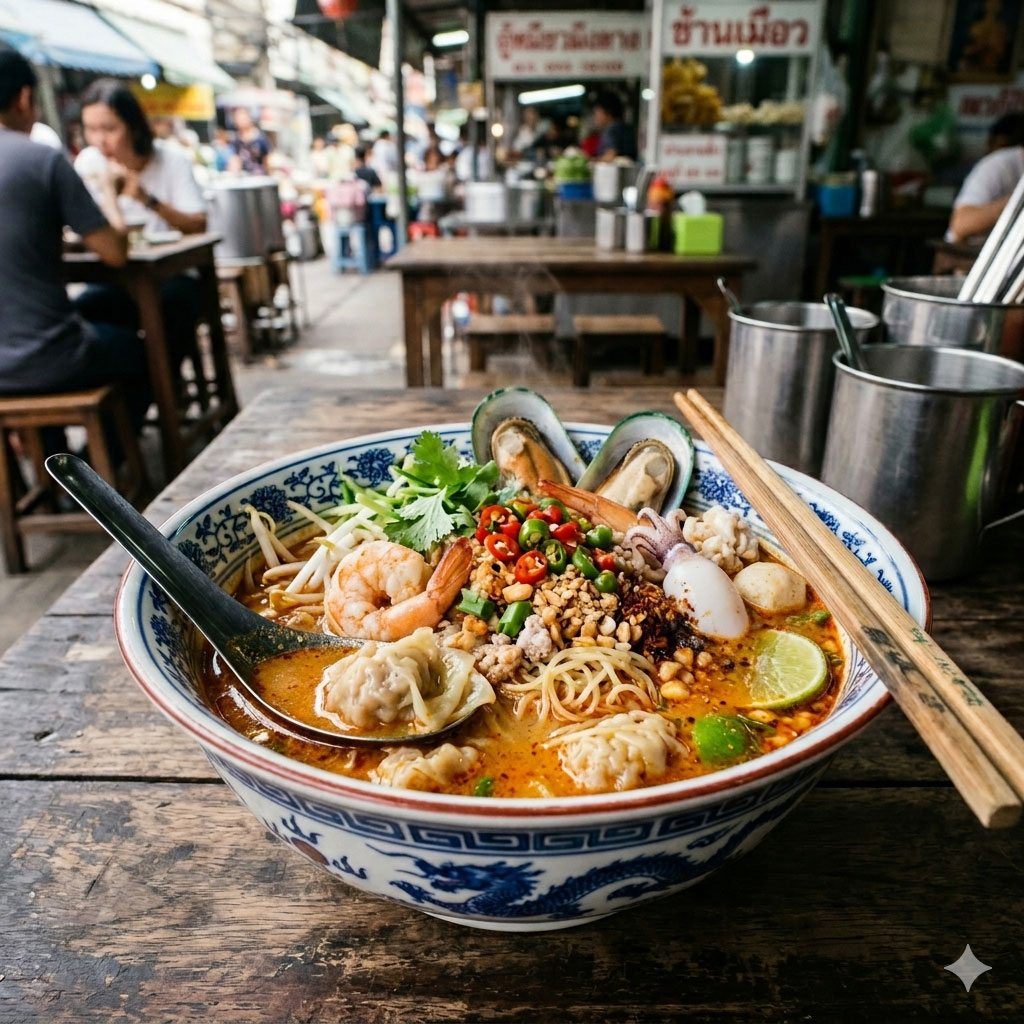 บ่ะหมี่ต้มยำทะเล